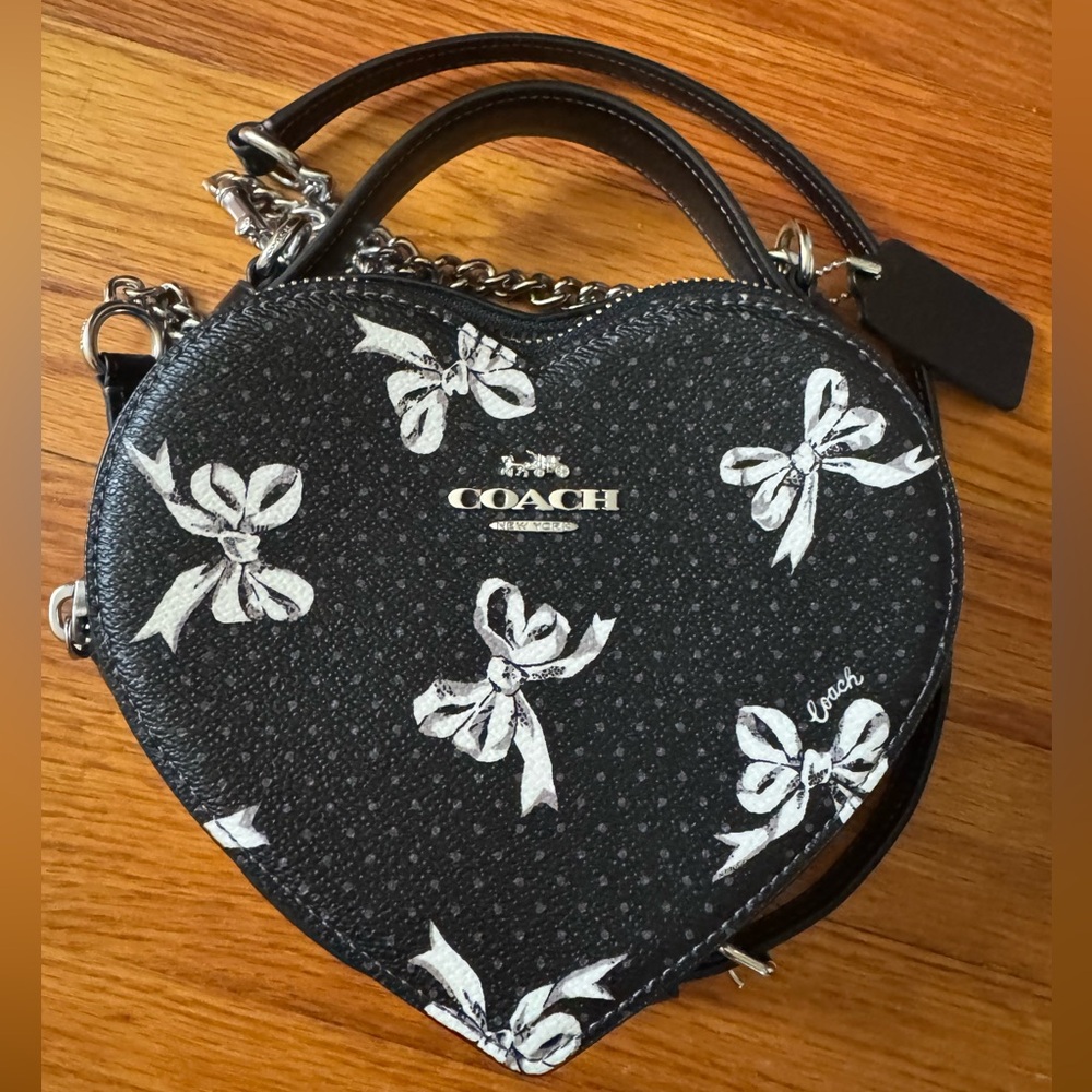 Coach Heart Mini Crossbody Bag with Bow Print - NWT $350 MSRP - Picture 4 of 11